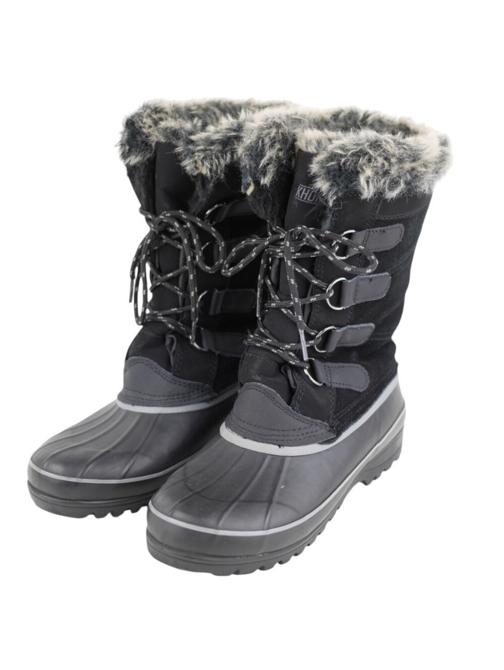 Khombu Women's Black Faux-Fur Lined Insulated Snow Boots Size 6